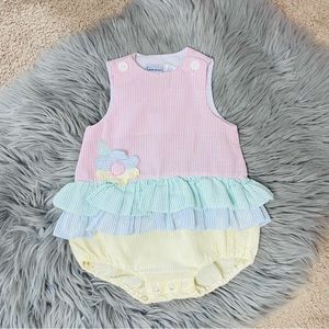 Vintage seersucker samara baby girl one piece